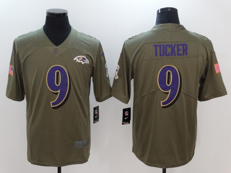 Men Baltimore Ravens #9 Tucker Nike Olive Salute To Service Limited NFL Jerseys